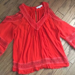 Adorable tomato red cold shoulder top